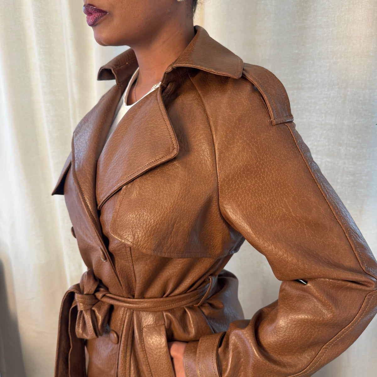 black panther leather trench