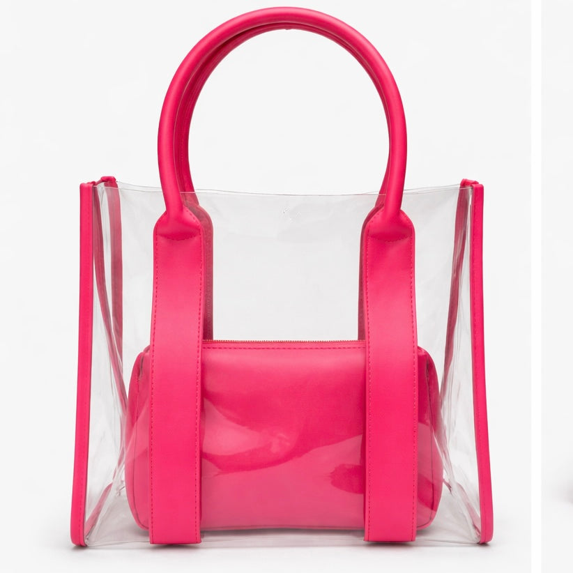 pink clear tote bag