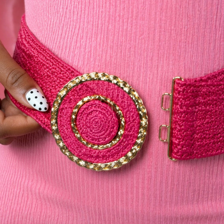 fuchsia cinched belt