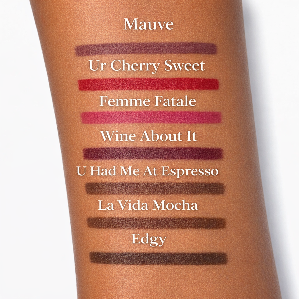 Soft Glide Lip Liner full shade range displayed together
