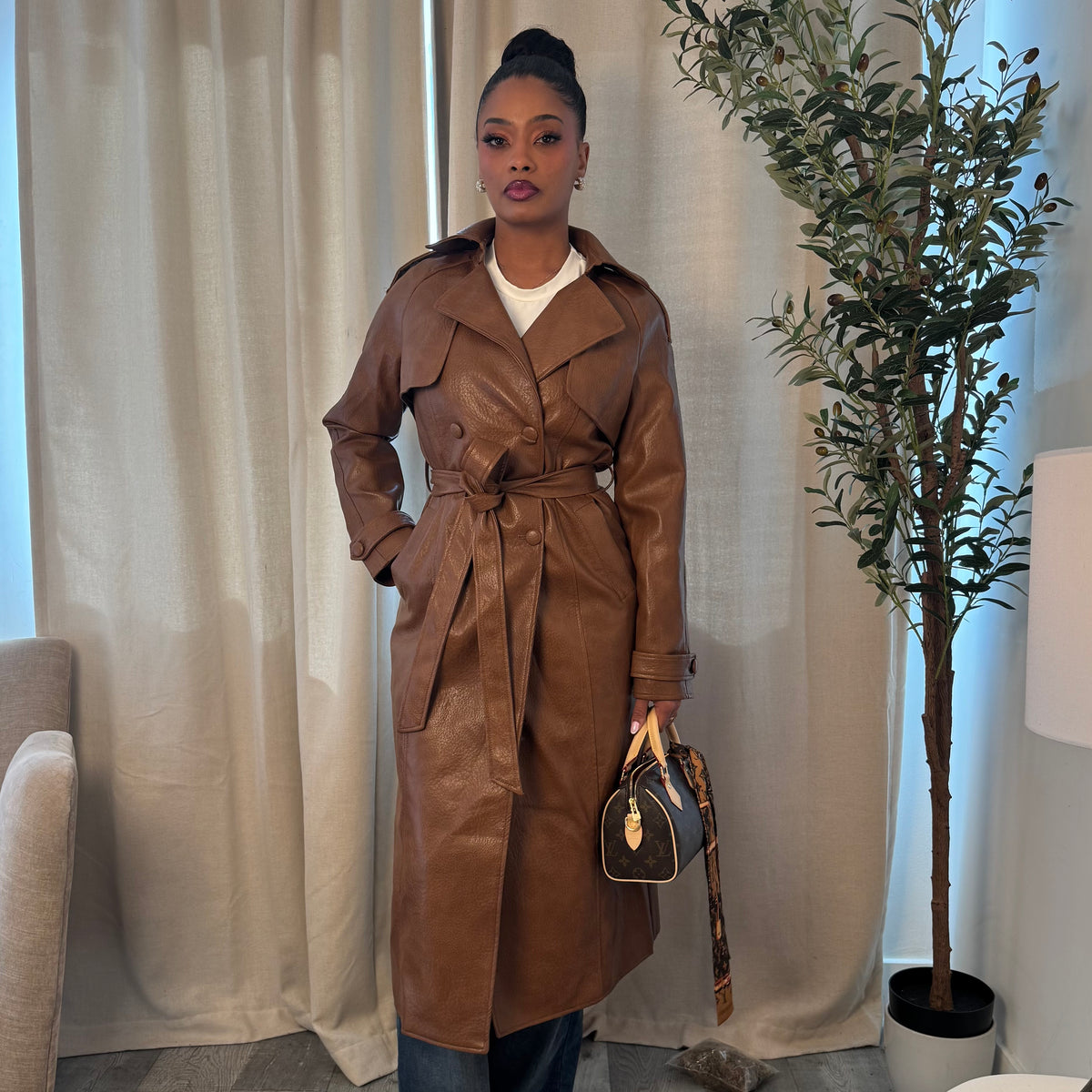 black panther leather trench