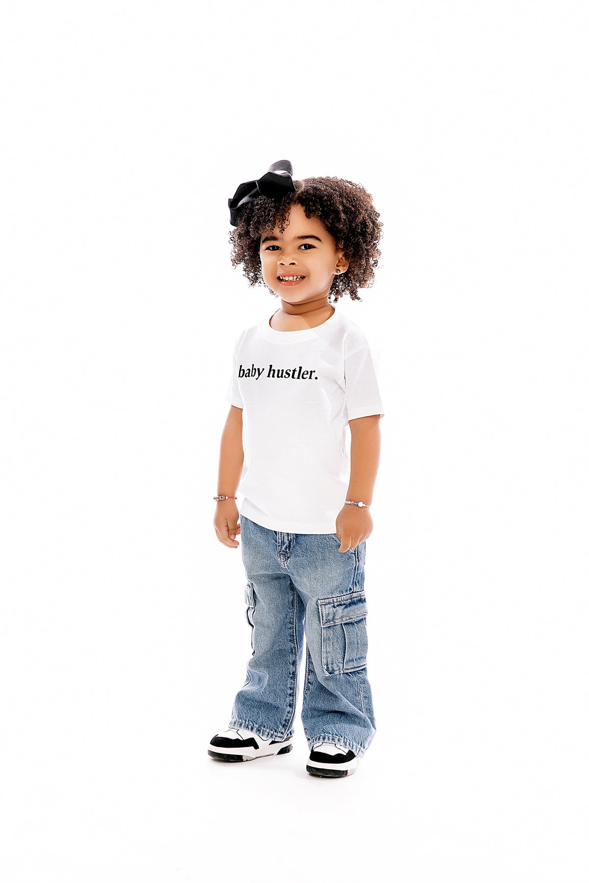 baby hustler white short sleeve lounge tee