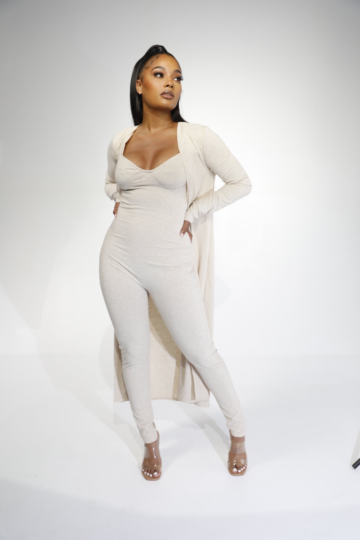 knit bodysuit + cardigan
